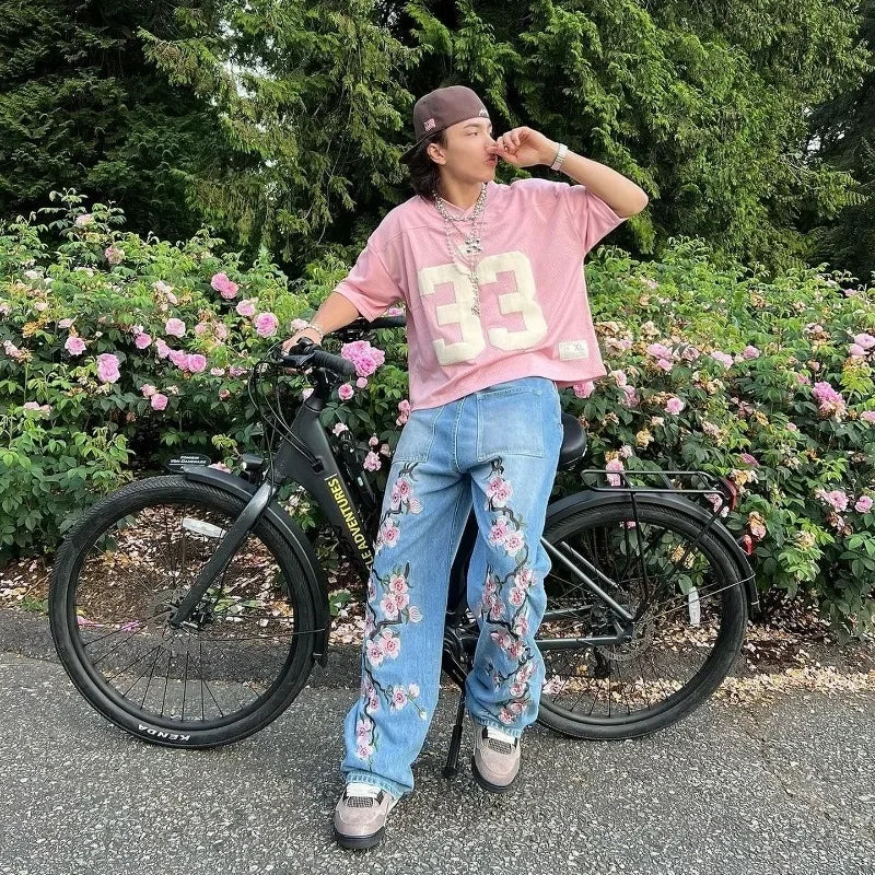 Flower Blue Baggy Jean